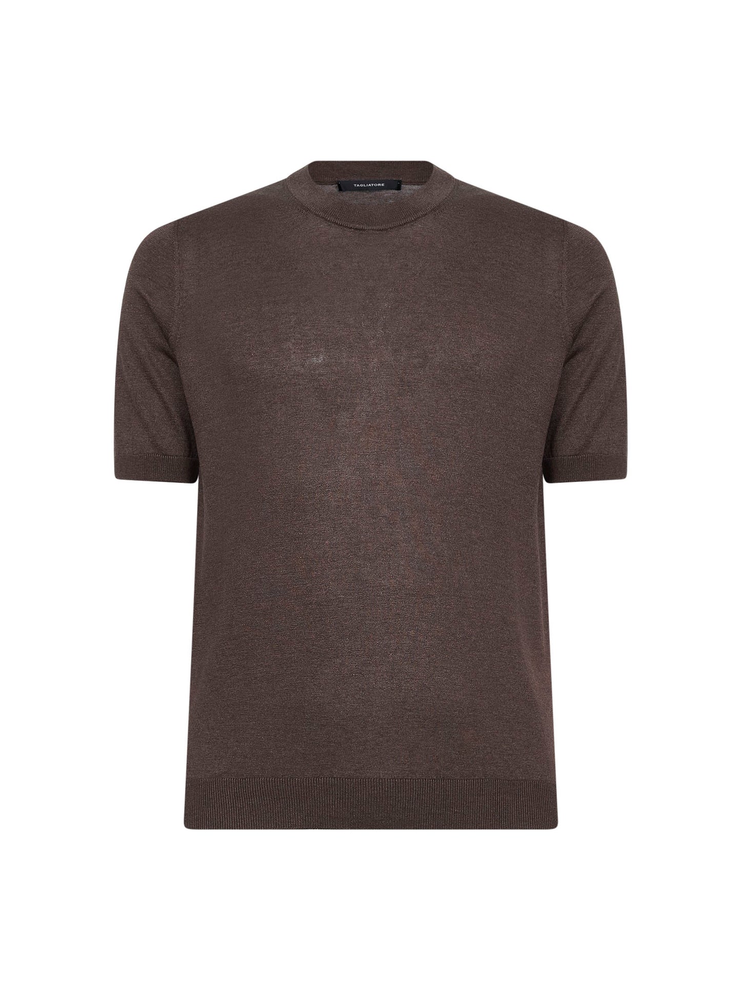 T-shirt girocollo in maglia di seta moro