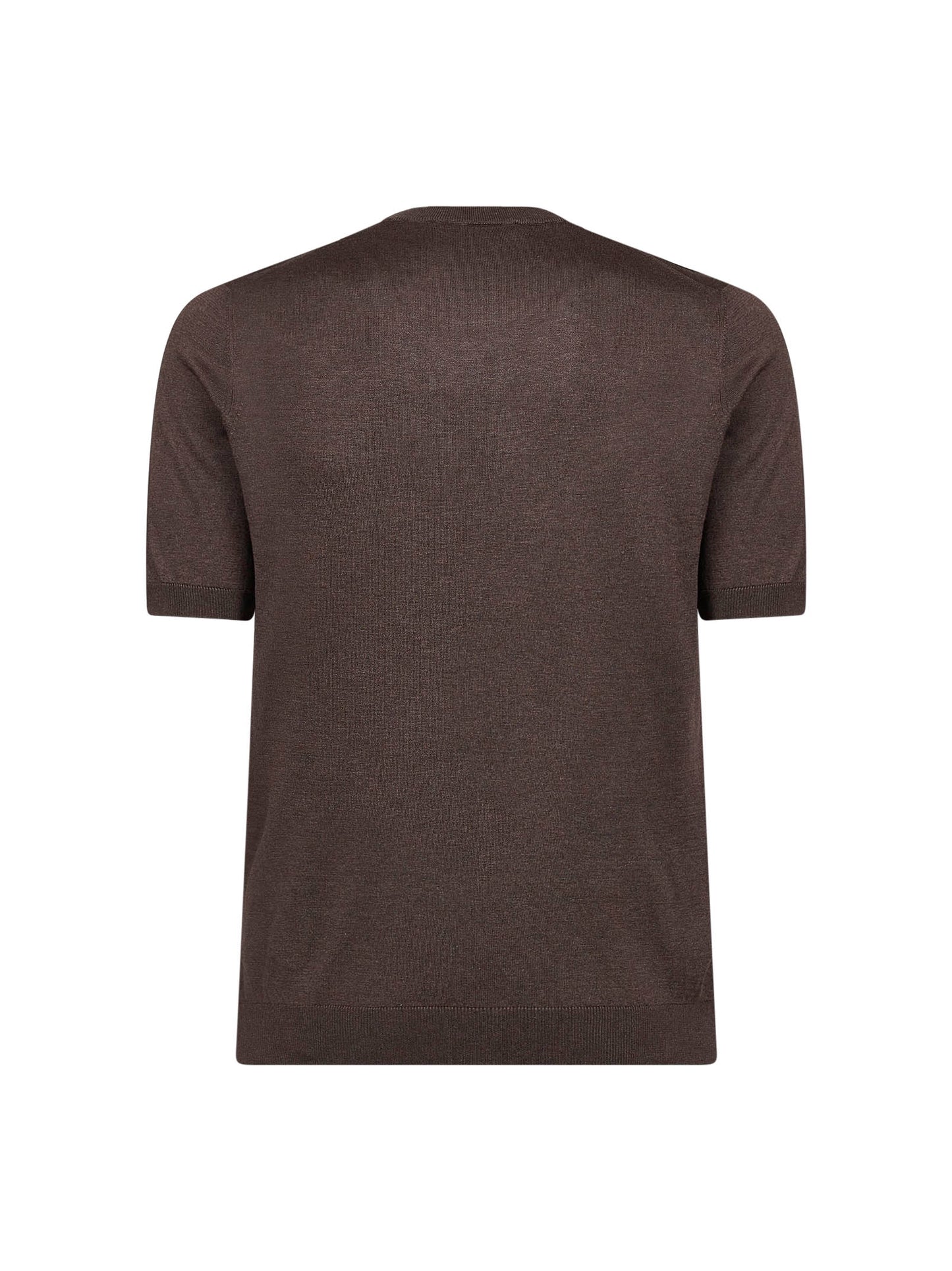 T-shirt girocollo in maglia di seta moro