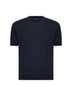 T-shirt girocollo in maglia di seta blu