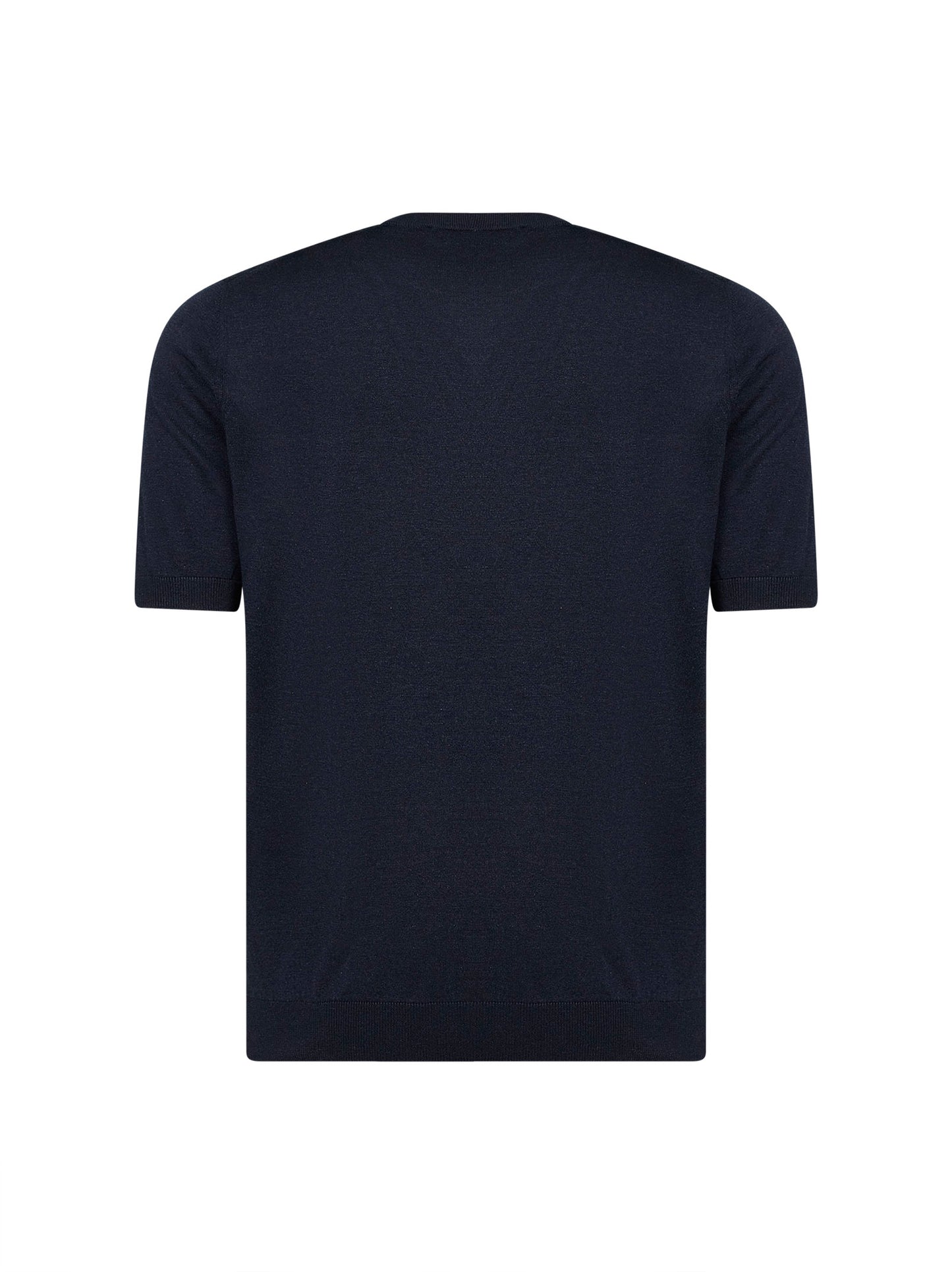 T-shirt girocollo in maglia di seta blu