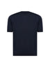 T-shirt girocollo in maglia di seta blu