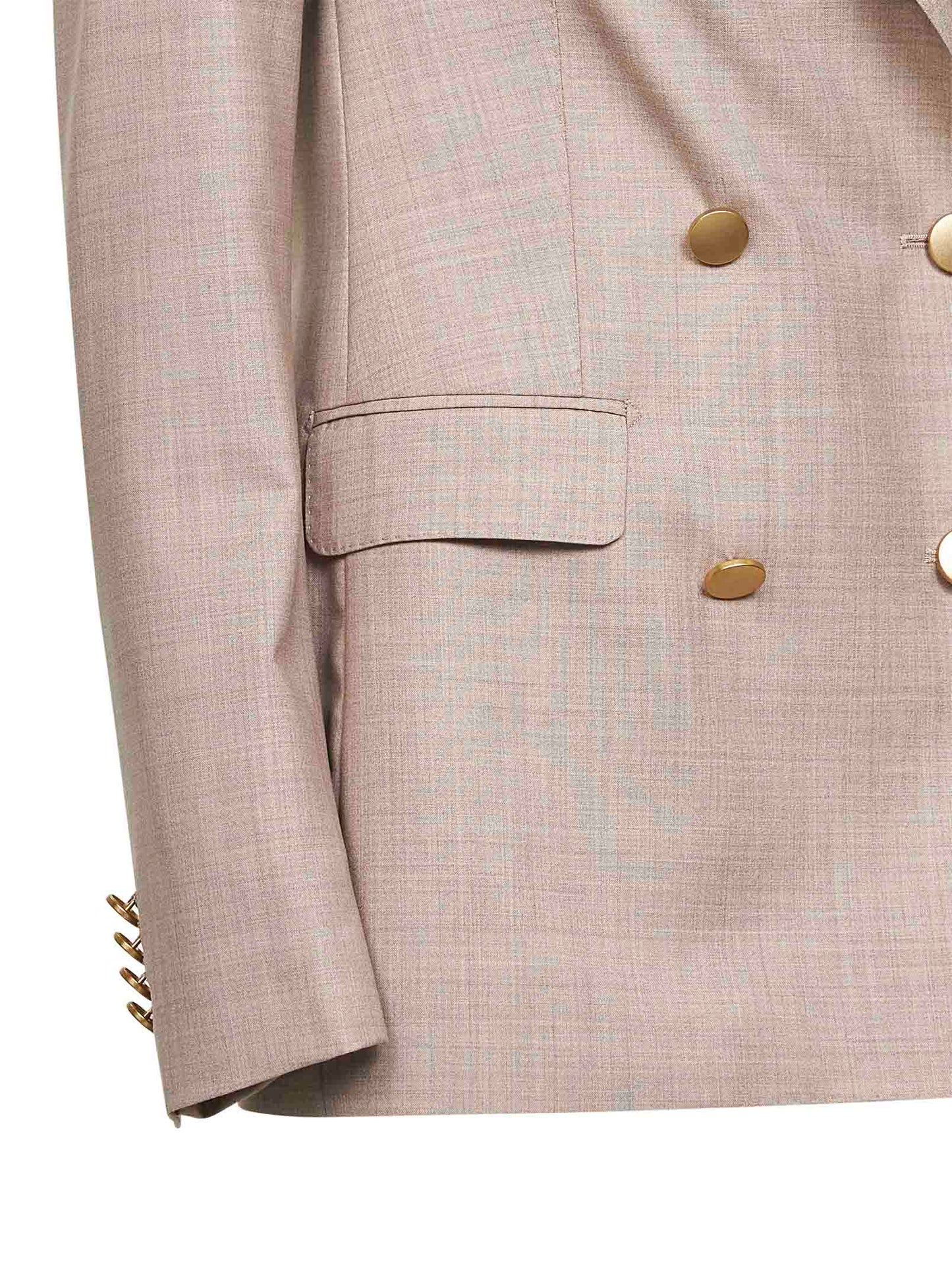 Giacca doppiopetto in lana vergine e seta beige