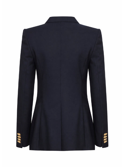 Blue virgin wool and silk double-breasted blazer