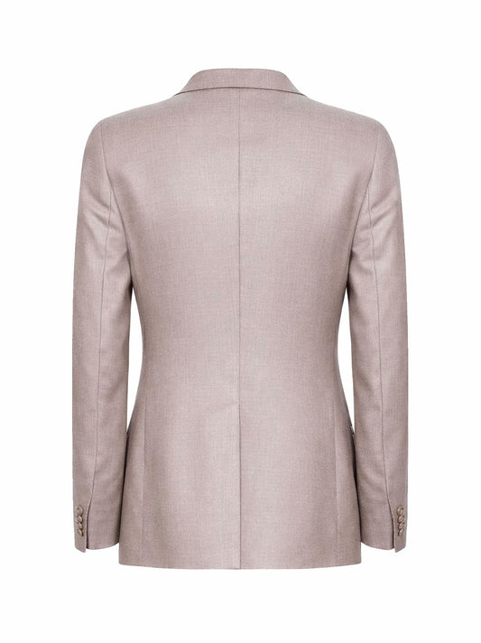 Beige wool and silk and linen double-breasted blazer