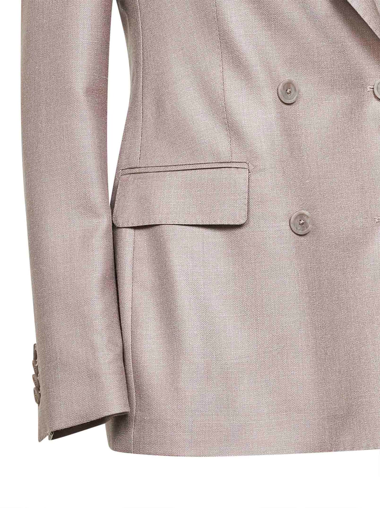 Giacca doppiopetto in lana e seta e lino beige