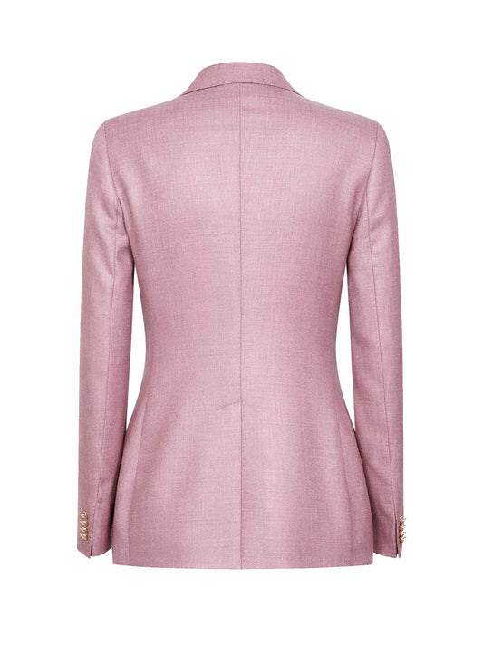 Pink virgin wool and silk double-breasted blazer