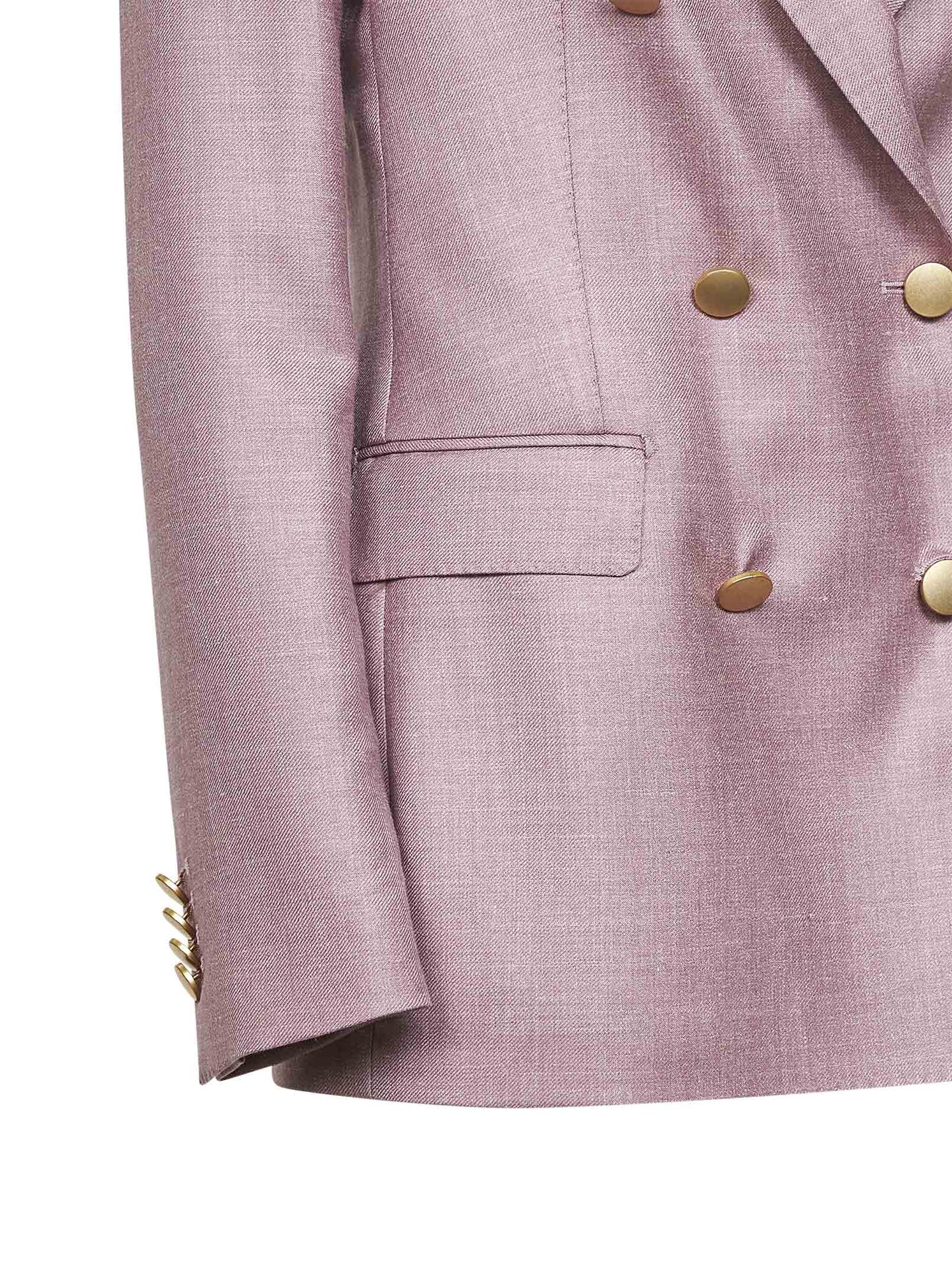 Giacca doppiopetto in lana vergine e seta rosa