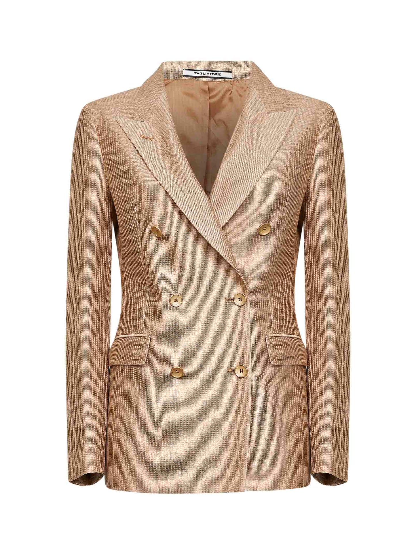 Giacca doppiopetto in cotone jacquard beige