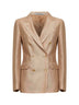Giacca doppiopetto in cotone jacquard beige