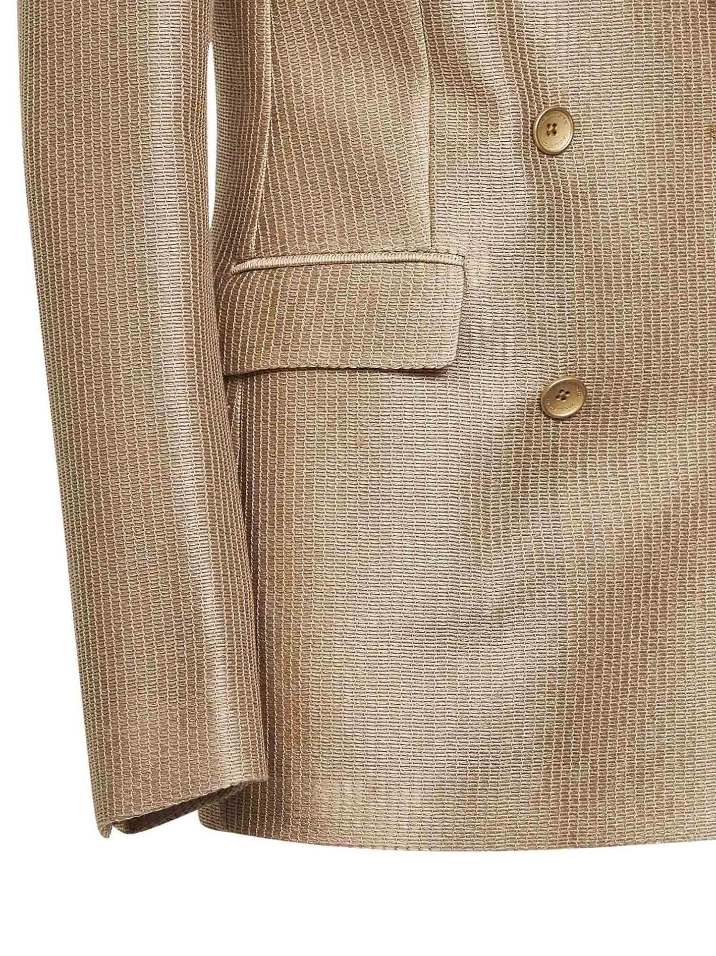 Giacca doppiopetto in cotone jacquard beige