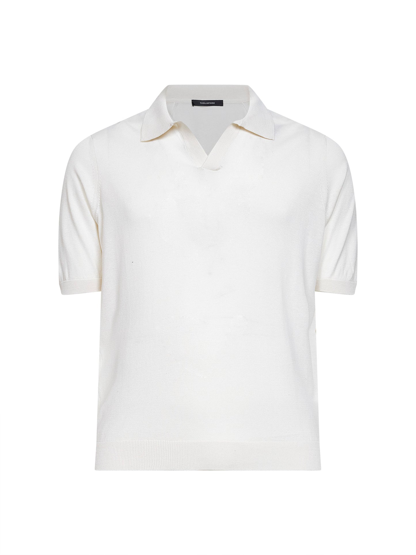 Polo in maglia di seta bianca