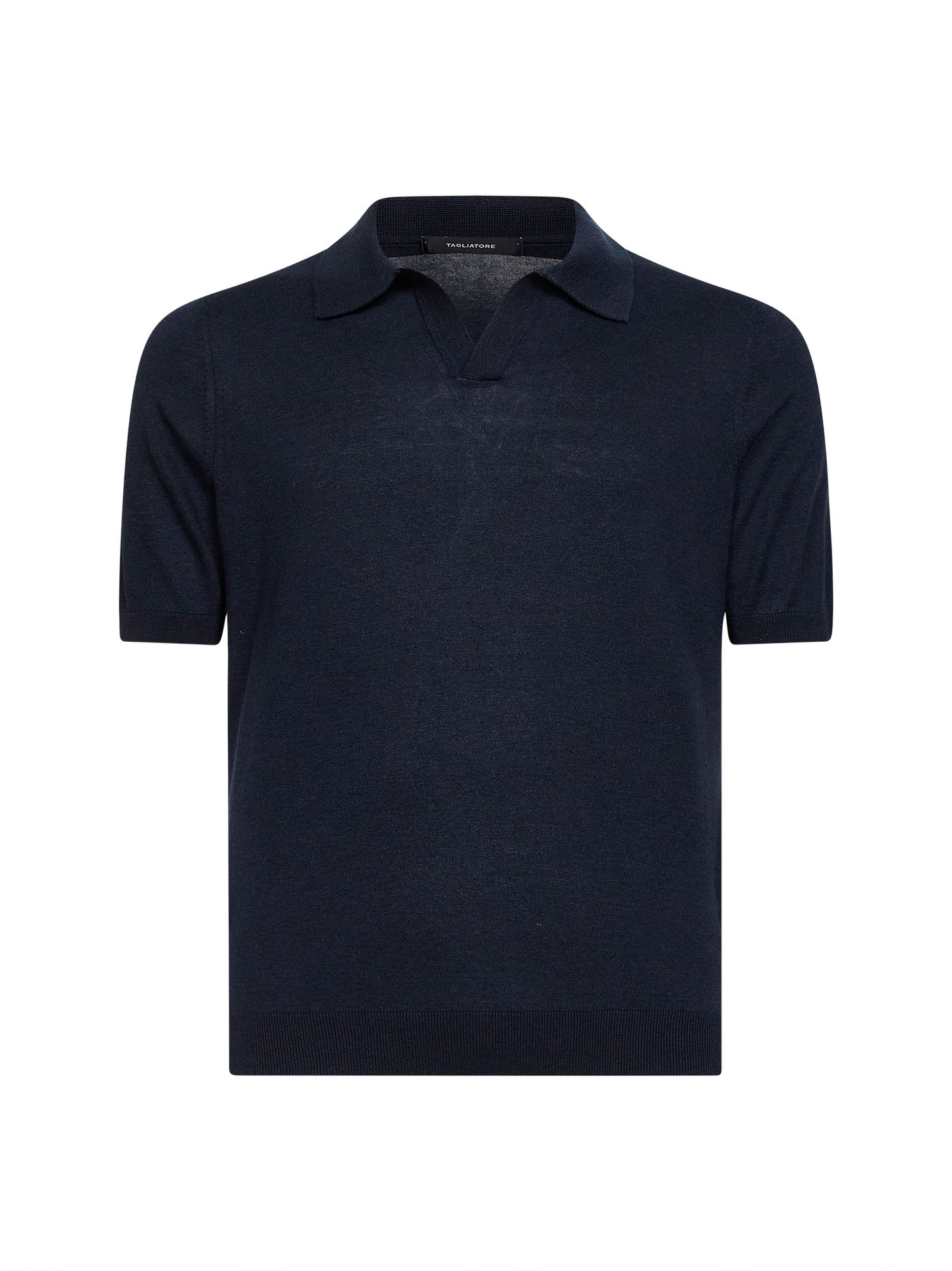 Polo in maglia di seta blu