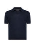 Polo in maglia di seta blu