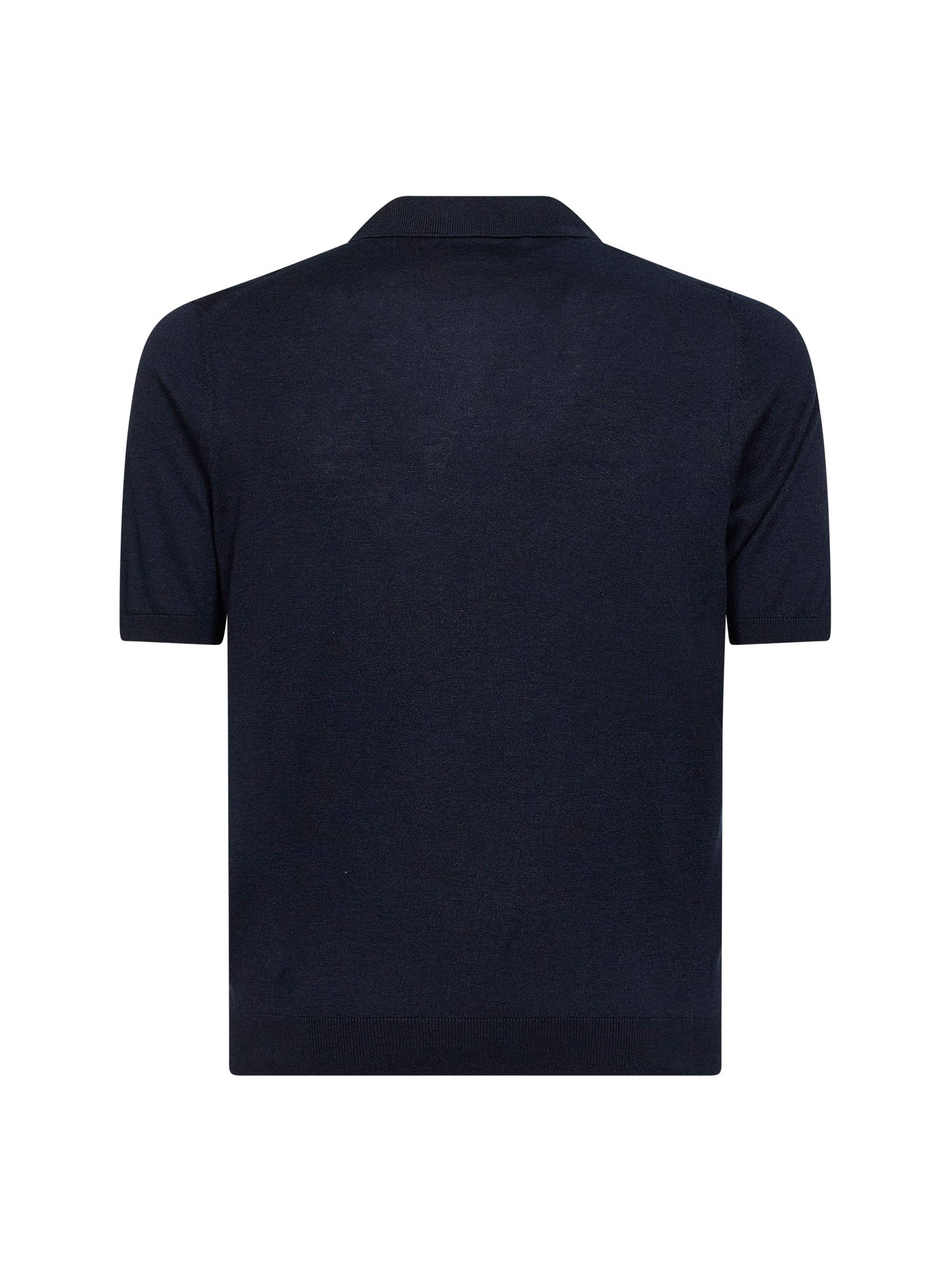 Polo in maglia di seta blu