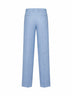 Pantaloni a palazzo in misto lino stretch gessato azzurro