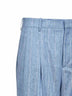 Pantaloni a palazzo in misto lino stretch gessato azzurro