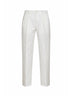 Pantaloni con pinces in cotone stretch panna