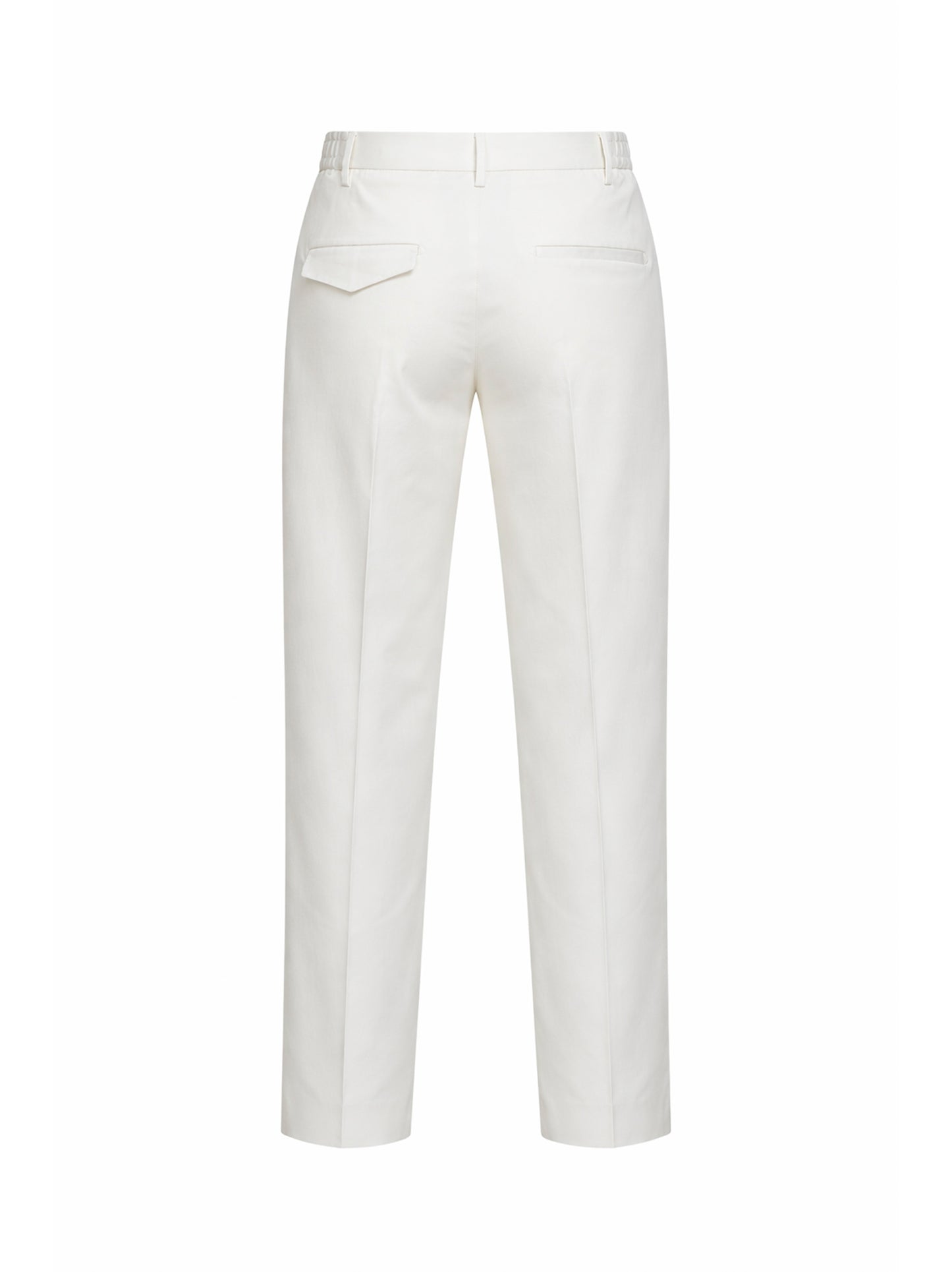 Pantaloni con pinces in cotone stretch panna