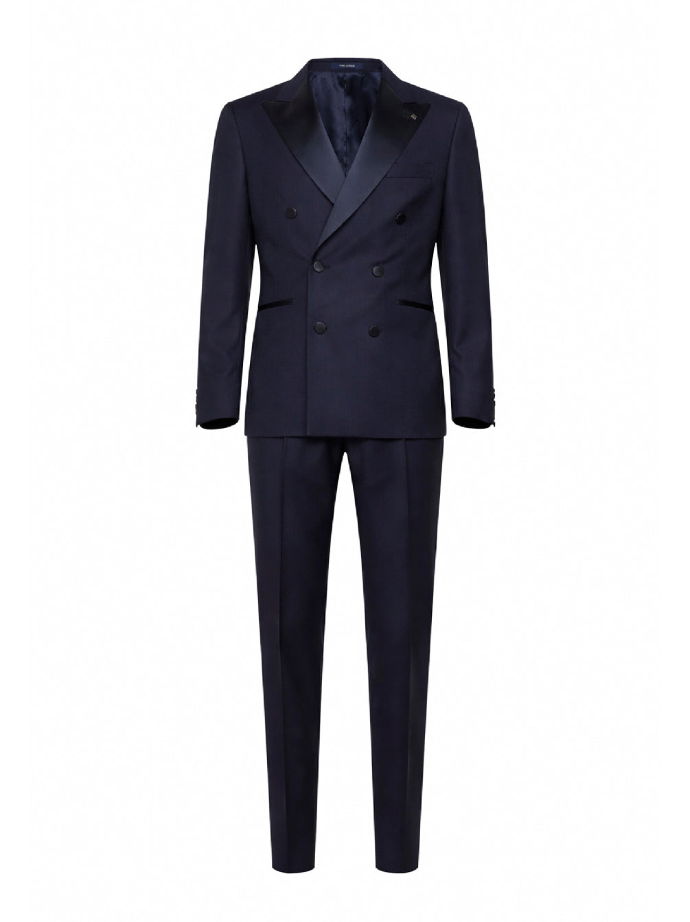 Abito smoking Bruce in lana vergine jacquard blu
