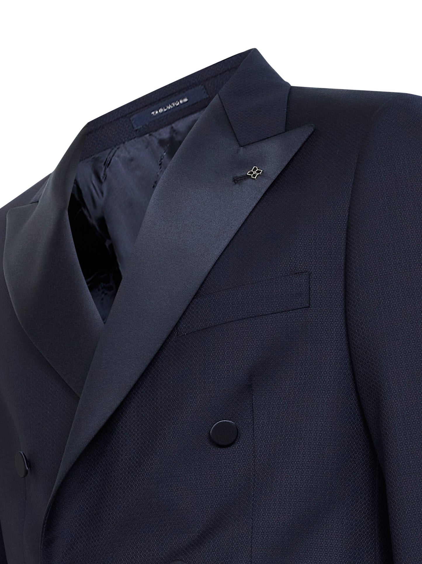 Abito smoking Bruce in lana vergine jacquard blu