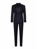 Abito smoking Bruce in lana vergine jacquard nera