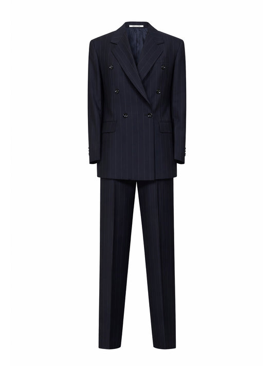 Blue pinstriped virgin wool double-breasted suit