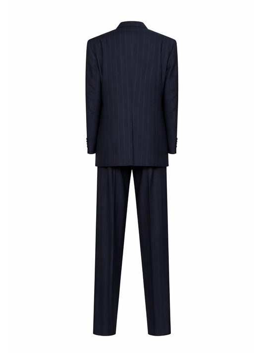 Blue pinstriped virgin wool double-breasted suit