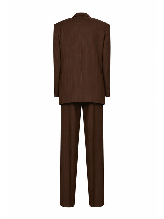 Brown pinstriped virgin wool double-breasted suit