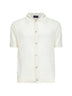 Camicia a maniche corte in maglia pointelle panna