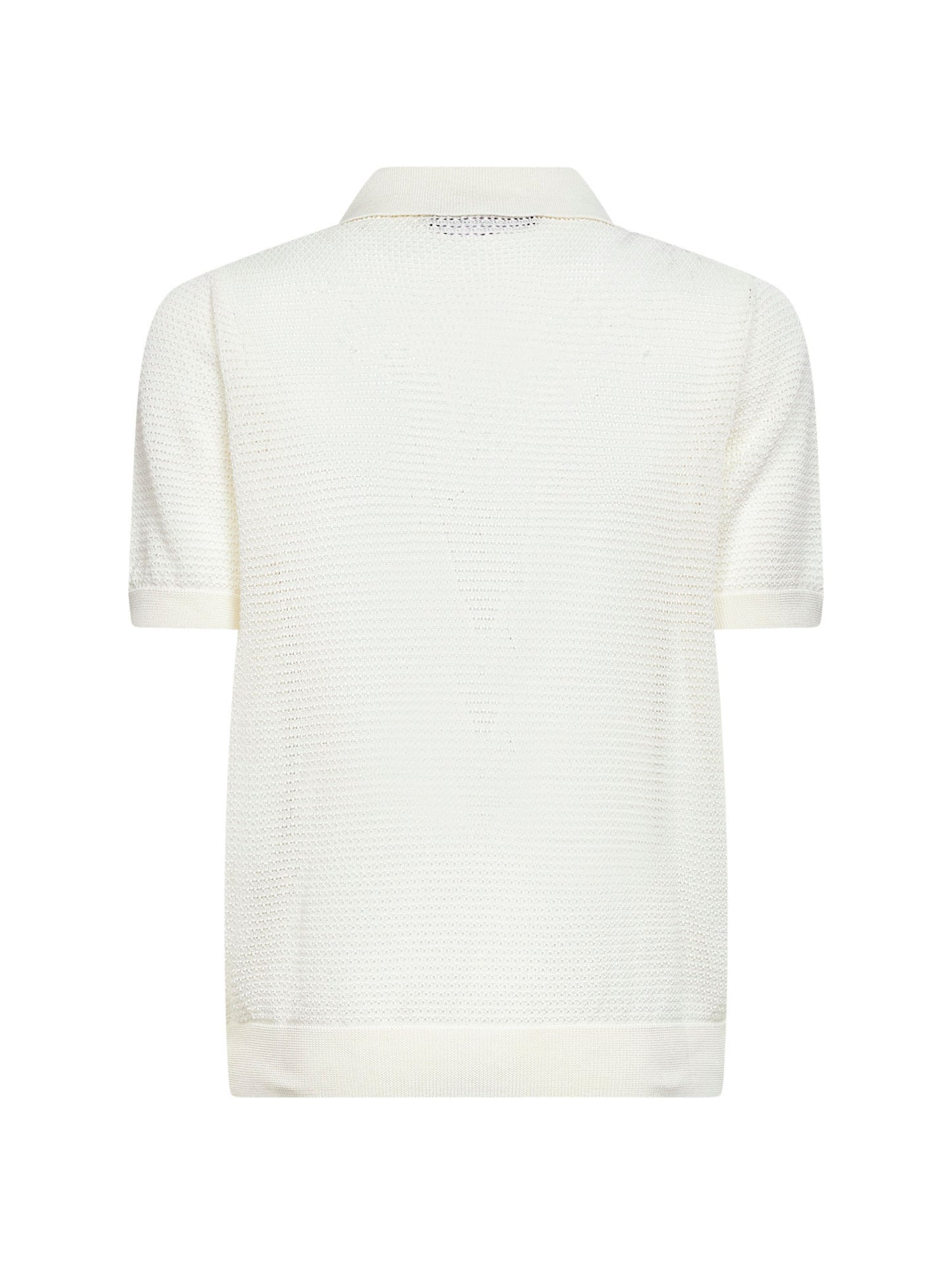 Camicia a maniche corte in maglia pointelle panna