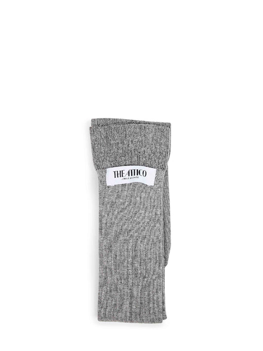 Calze lunghe in cotone stretch a coste grigio melange