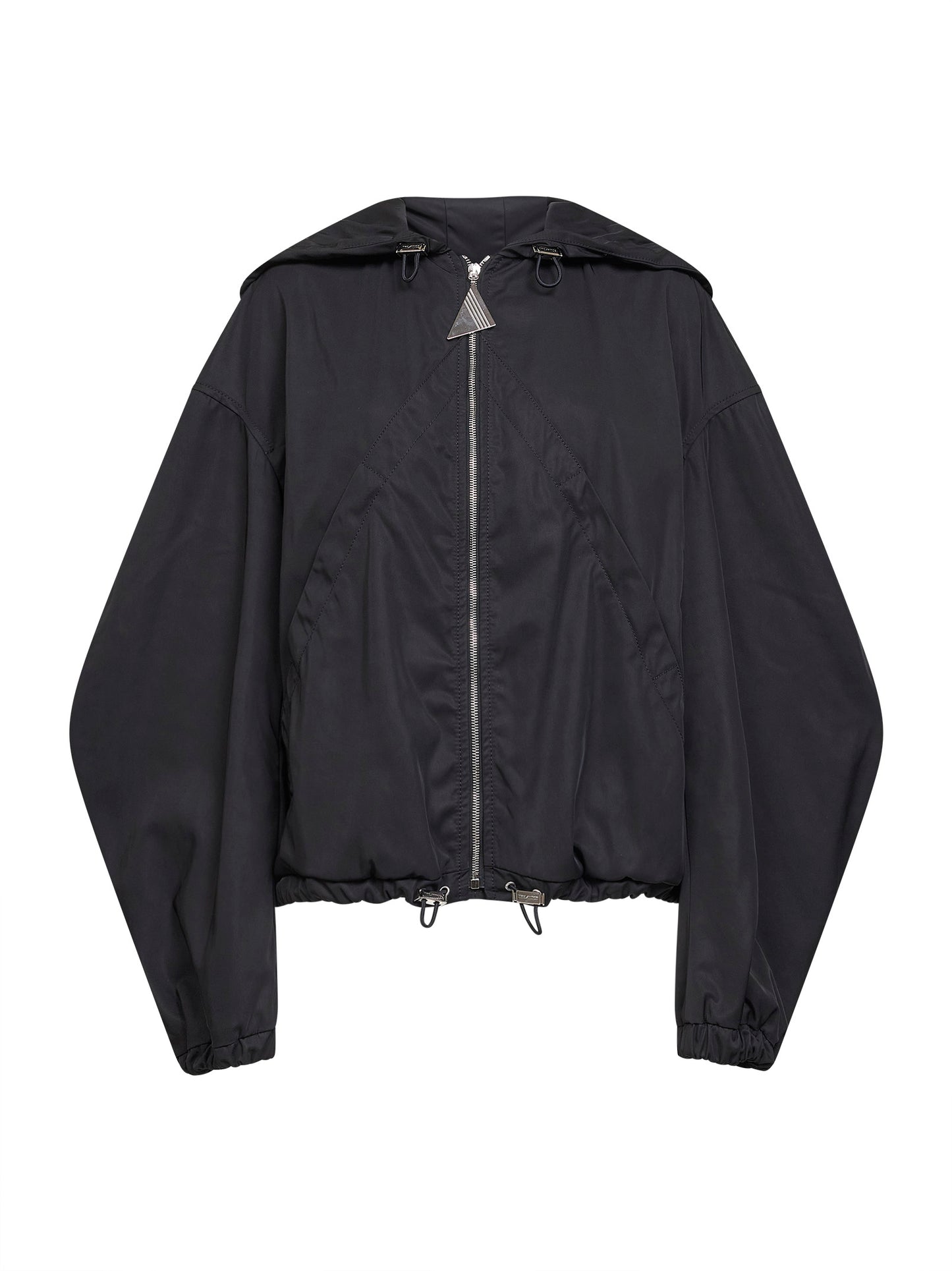 Bomber con cappuccio in nylon nero