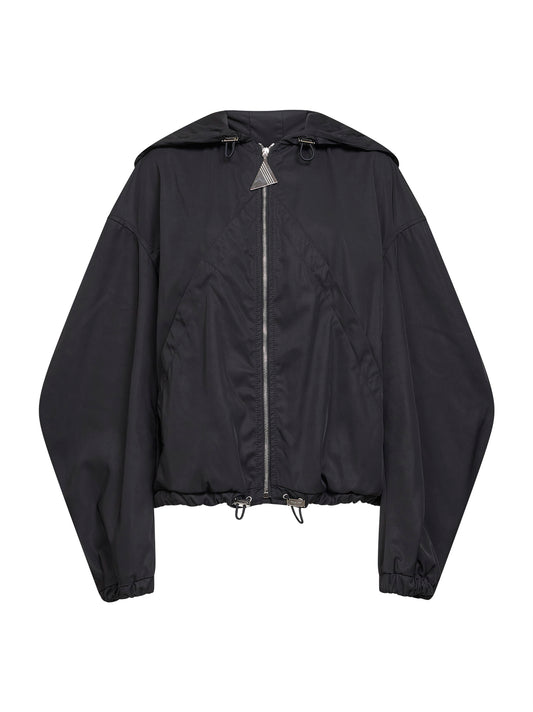 Bomber con cappuccio in nylon nero