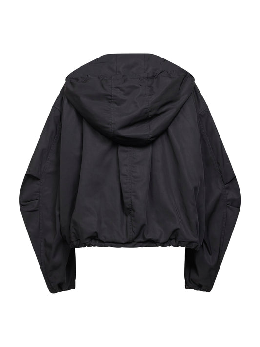 Bomber con cappuccio in nylon nero