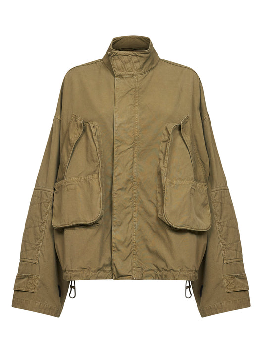 Bomber in canvas sovratinto verde militare