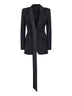 Black wool gabardine asymmetric jacket