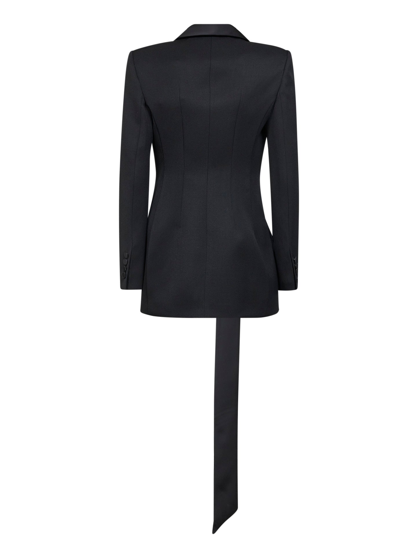 Black wool gabardine asymmetric jacket