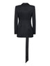 Black wool gabardine asymmetric jacket