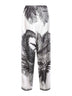 Pantaloni in twill di seta stampa piume