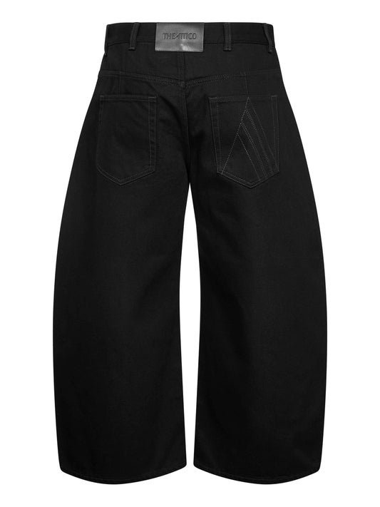 Jeans ampi cropped in denim lavato nero