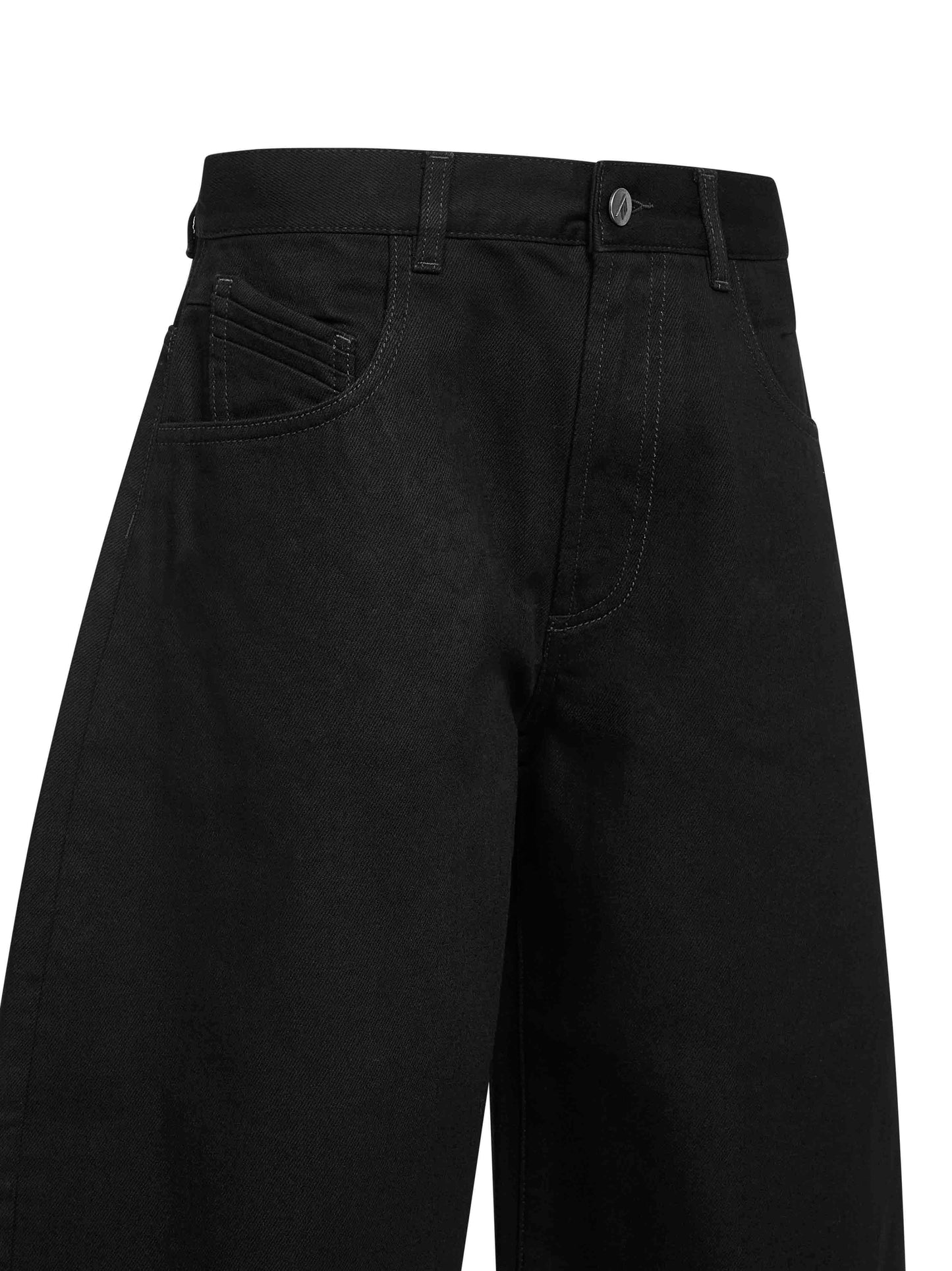 Jeans ampi cropped in denim lavato nero