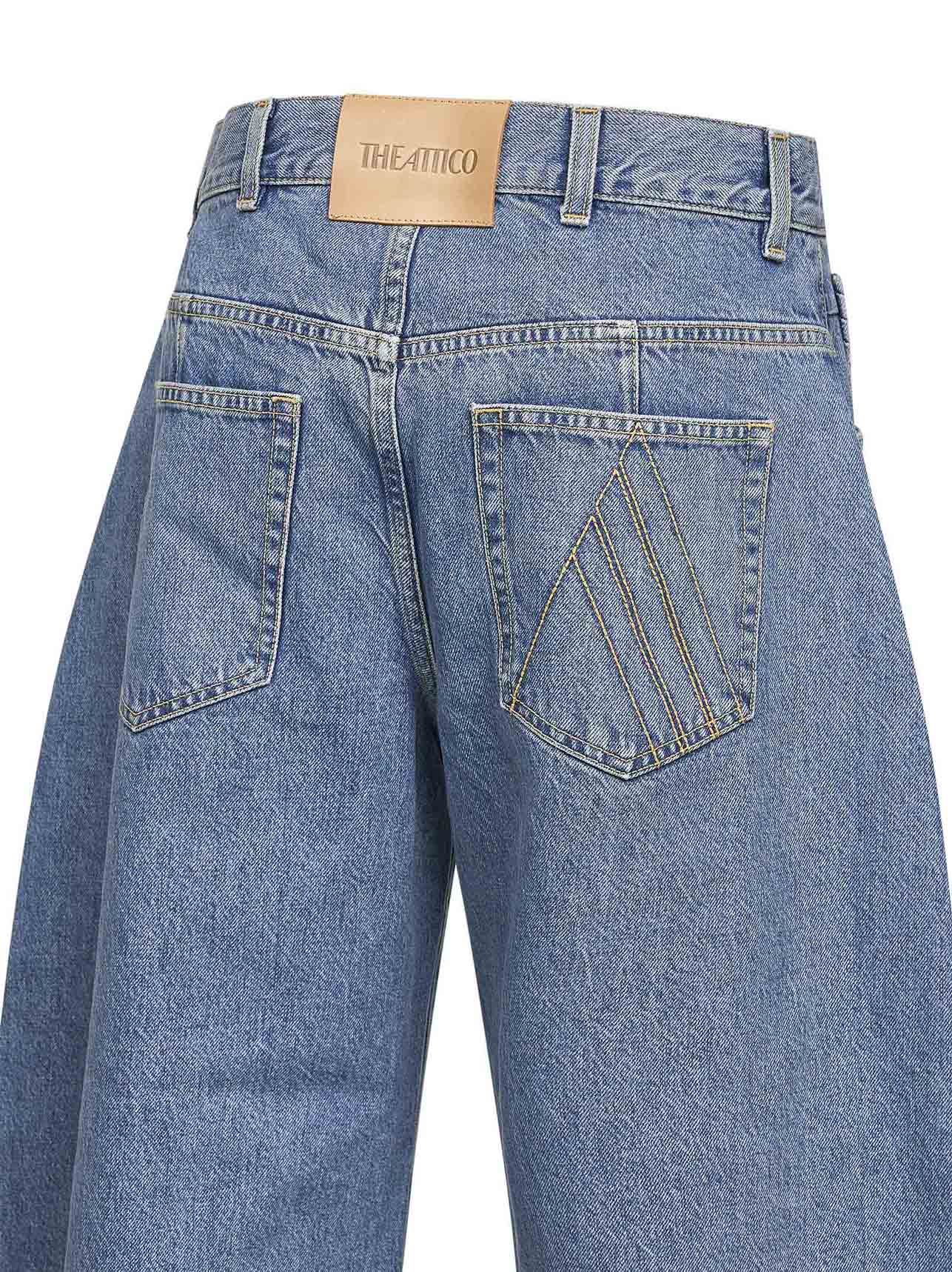 Sky blue washed denim wide cropped jeans – Daniello.com