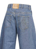 Jeans ampi cropped in denim lavato blu cielo