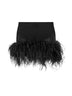 Black georgette miniskirt with embroidered marabou