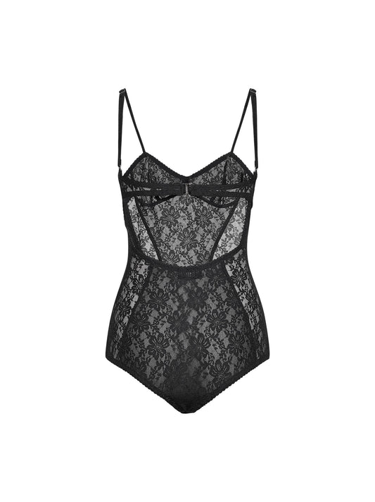 Body in pizzo stretch nero