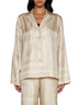 Camicia in seta con monogramma in beige