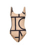 Costume intero Monogram in jersey stretch beige