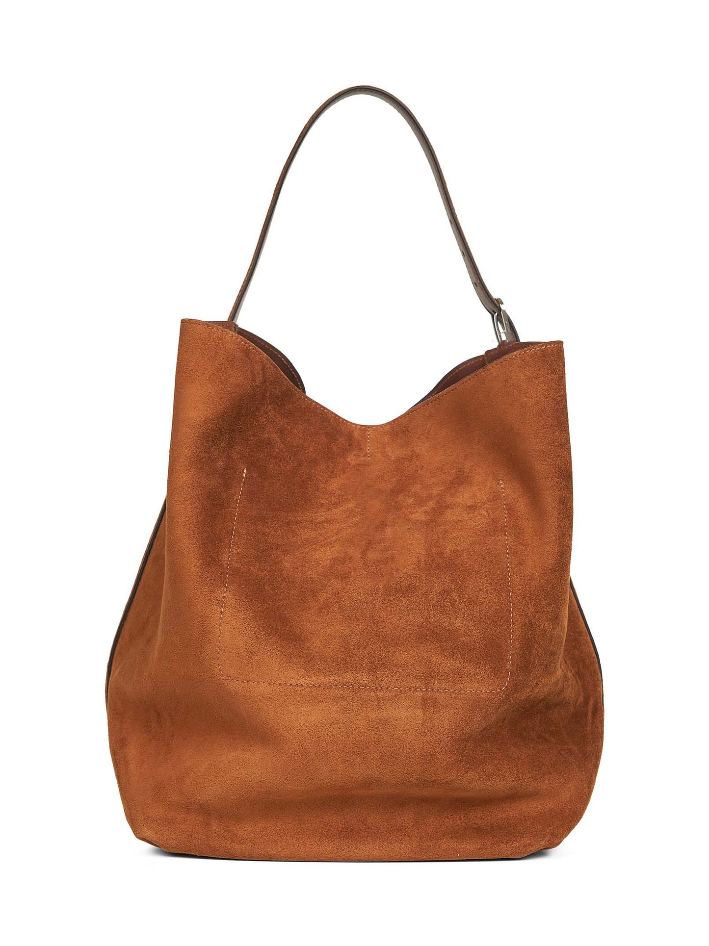 Borsa a spalla Belted suede tote marrone<BR/>