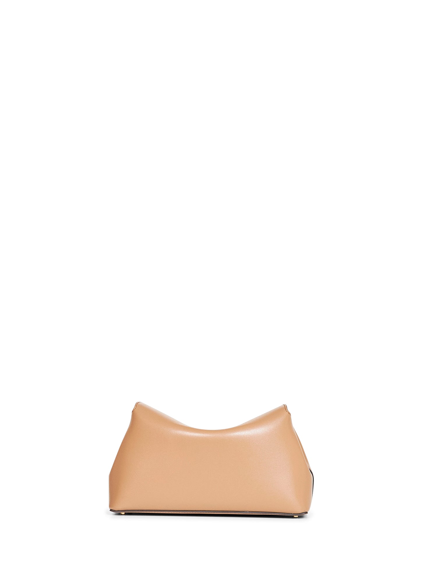 Camel T-lock clutch bag