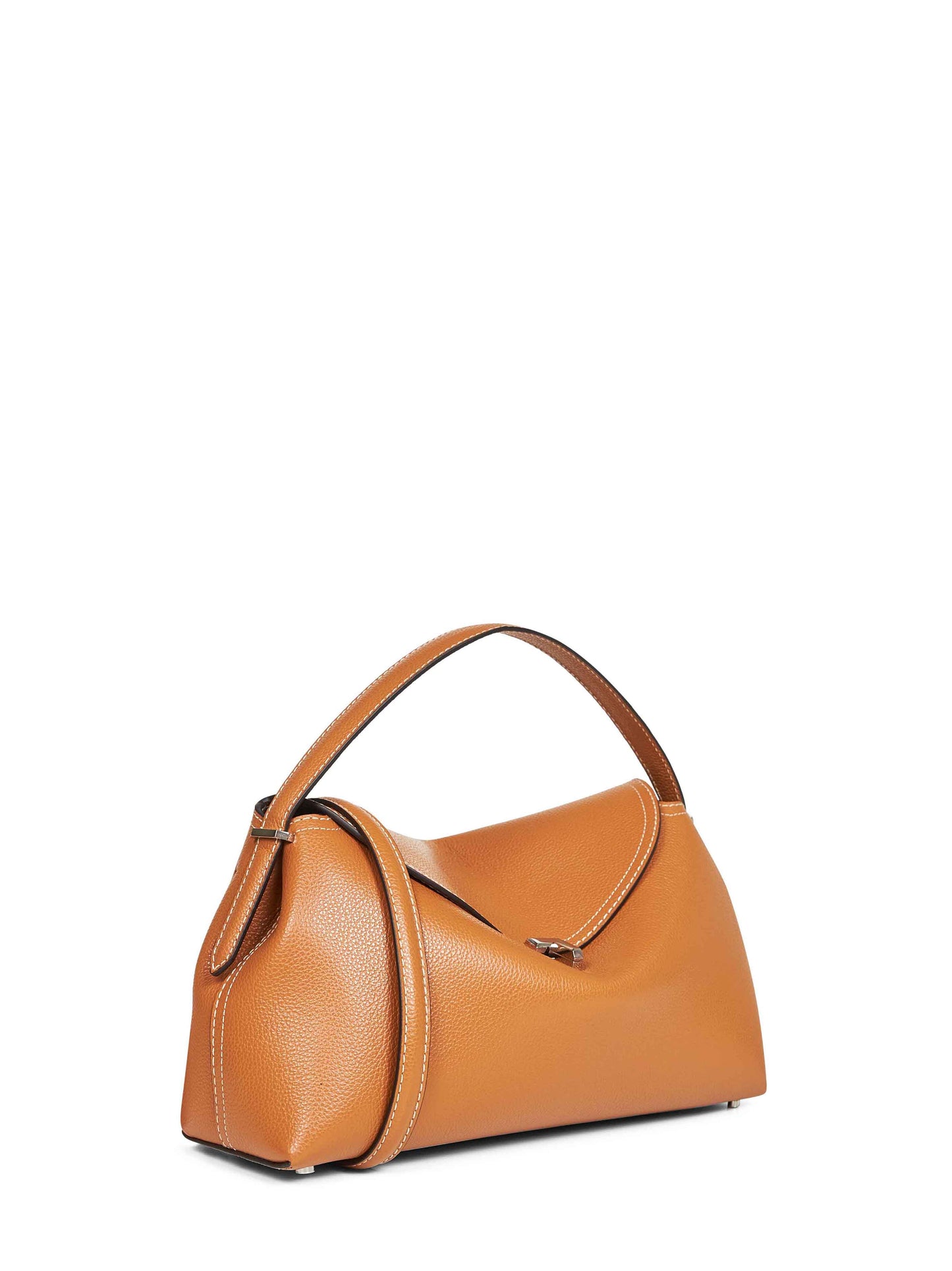 Borsa a mano T-Lock grained-leather top handle cuoio